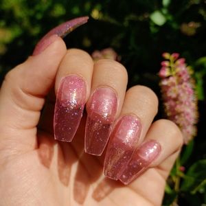 Pink Jelly Press On Nails - New Hand Painted